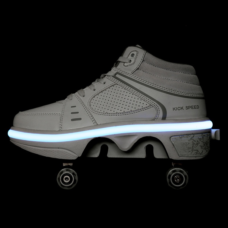 Giày trượt patin cho trẻ em, người lớn, giày patin sneaker  PT201 gấp gọn 4 bánh 2 trong 1