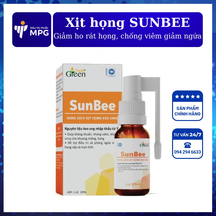 Xịt họng keo ong Sunbee: Giảm ngứa rát họng, đau họng