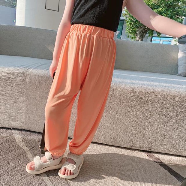 Quần dài thể thao chống muỗi dáng rộng màu sắc trơn phong cách Hàn Quốc thời trang mùa hè dành cho bé gái