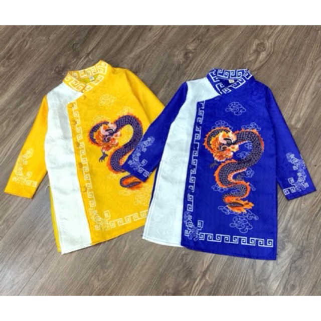 Áo dài bé trai ảnh thật + video gấm in 3D