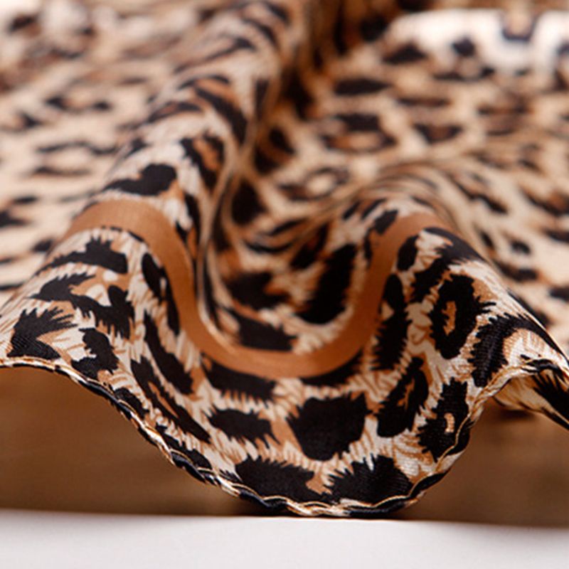 Khăn Quàng Cổ Giả Lụa In Họa Tiết Da Báo Phong Cách Vintage Thanh Lịch Dành Cho Nữ