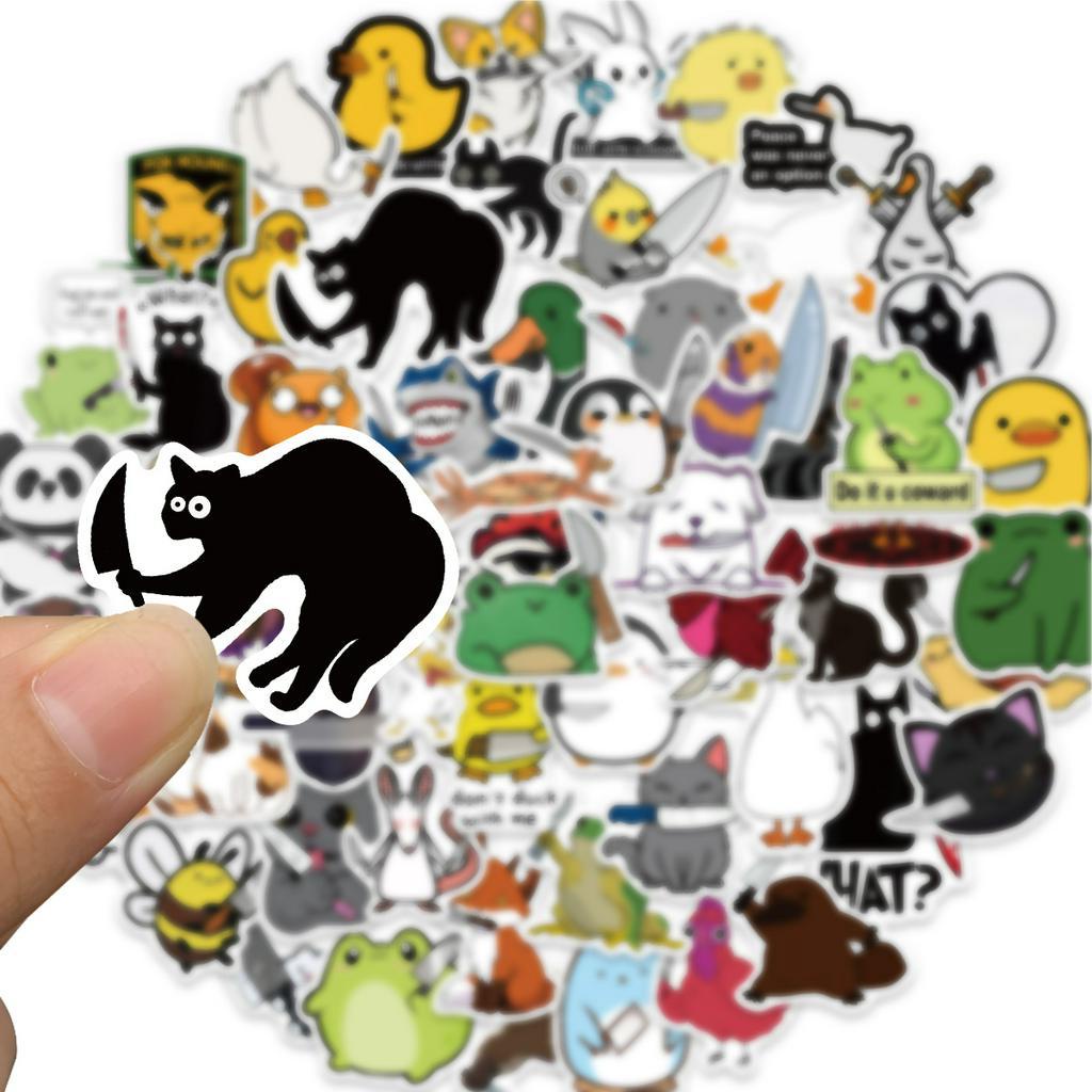 Bộ 60 Miếng Dán Chống Thấm Nước Hình Động Vật Dễ Thương Dùng Trang Trí Ván Trượt / Laptop / Xe Hơi