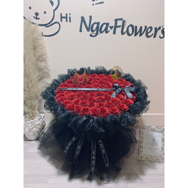 Bó Hoa Nhũ 70 Bông Kèm Phụ Kiện