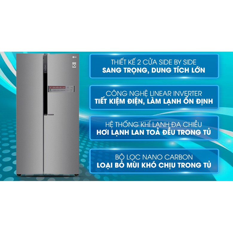 Tủ lạnh LG Inverter 613 lít B247JDS. side by side