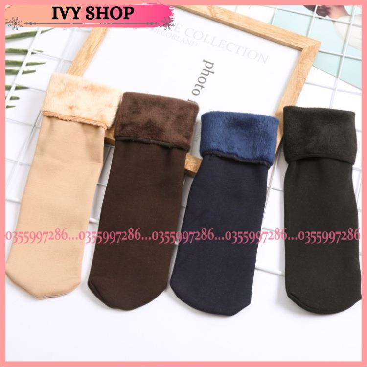 Tất chân lót lông Ngườ Lớn trẻ em giữ nhiệt siêu ấm - đen,da - Ivyshop