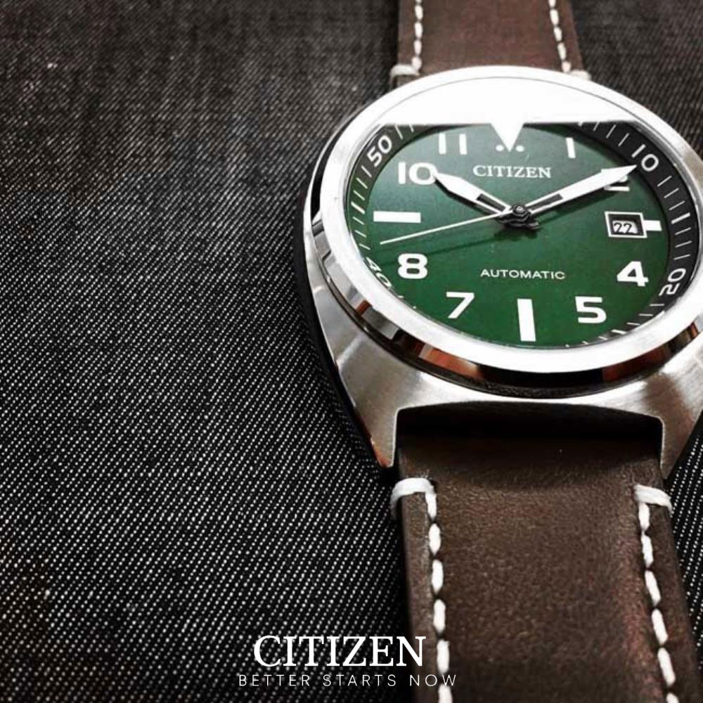 Đồng Hồ Citizen Nam Dây Da Máy Cơ-Automatic NJ0100-38X - Mặt Xanh (42mm)