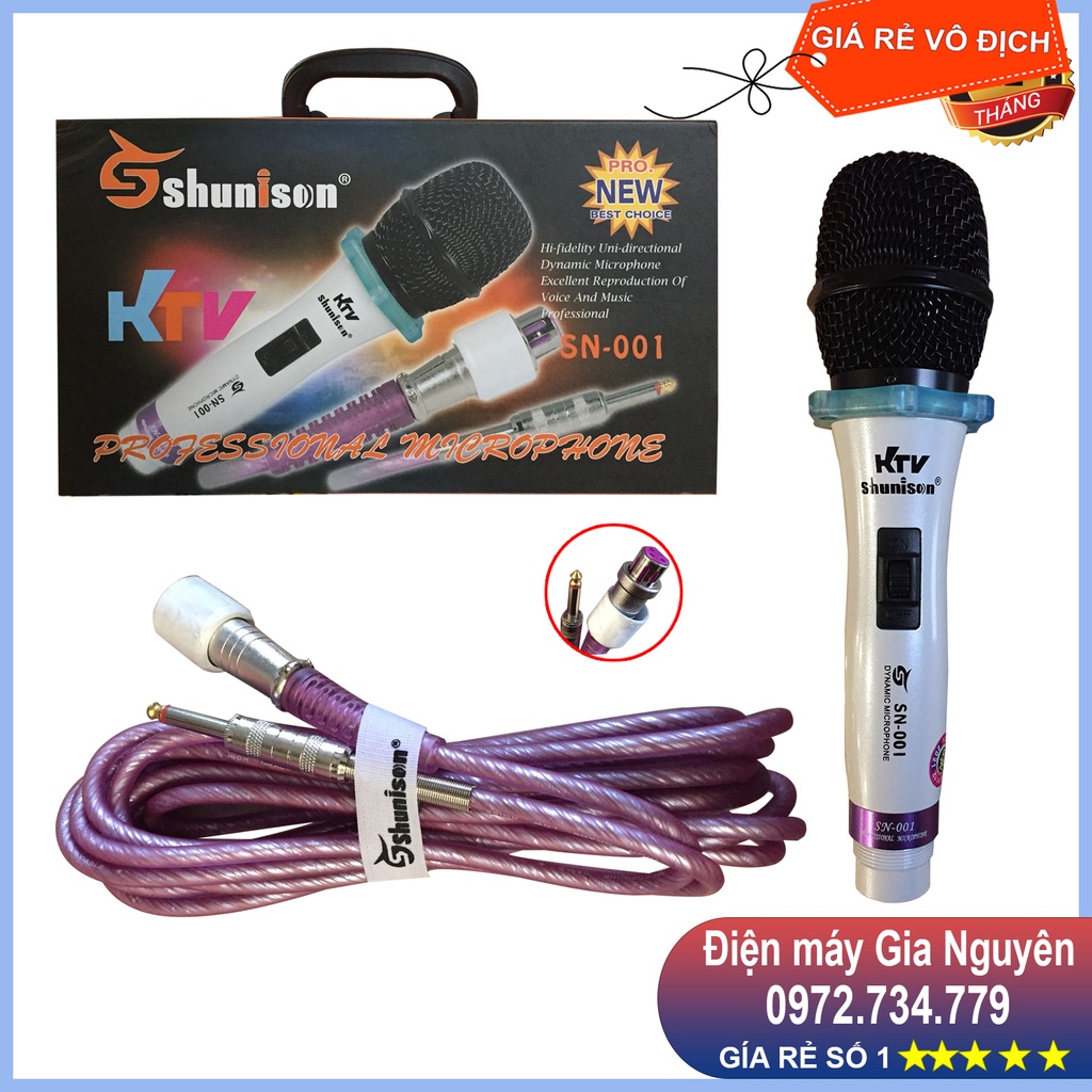 Micro dây Karaoke KTV SN-001 chống hú, hút âm nhạy, âm thanh chuẩn, dây dài chắc chắn