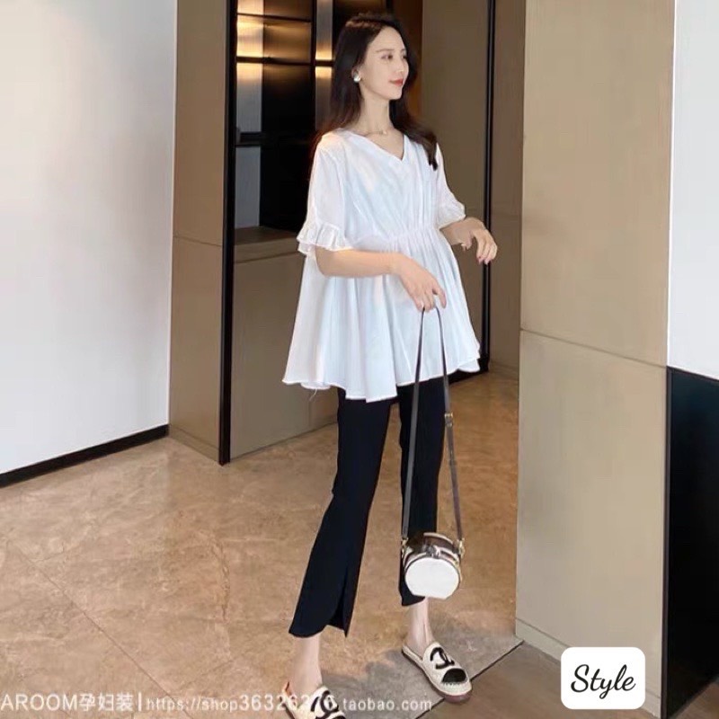 Quần bầu công sở ống loe xẻ gấu chất Umi siêu co dãn, thoải mái QB5566