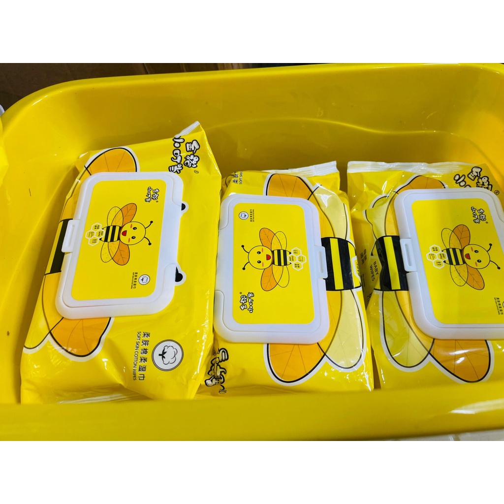 Combo 10 gói khăn giấy ướt vịt vàng DUCK cao cấp  tặng kèm thùng đựng, không cồn, không chất bảo quản, an toàn