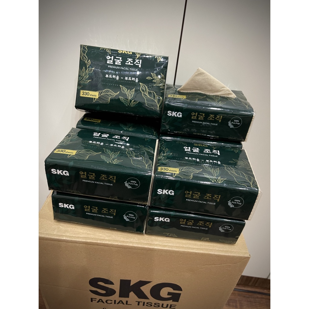 Freeship Thùng Giấy Ăn Gấu Trúc Trà Xanh Hàn Quốc Cao Cấp SKG, Thùng 30 gói, Gói 300 Tờ