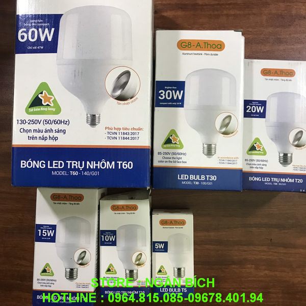 BÓNG ĐÈN LED BULB TRỤ 5W 10W 15W 20W 30W 40W 50W 65W G8 TIẾT KIỆM ĐIỆN