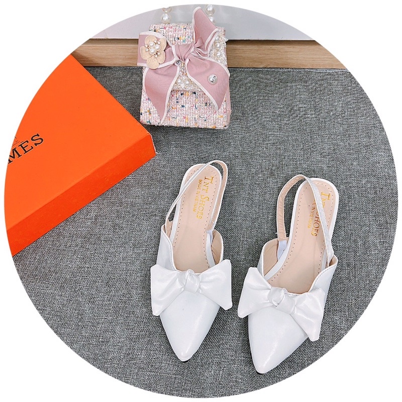 Bán Sỉ- Dép sandal bệt mũi nhọn da lì nơ ấu đi học đi chơi đều đẹp
