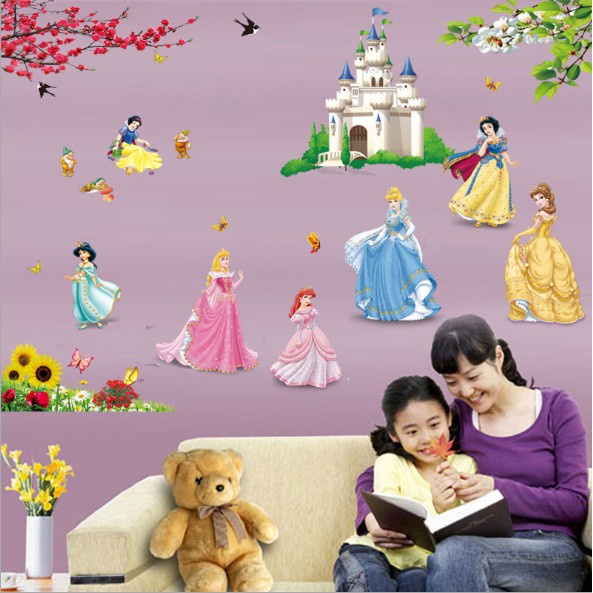 Tranh decal, decal dán tường trang trí phòng cho bé công chúa và lâu đài TE47