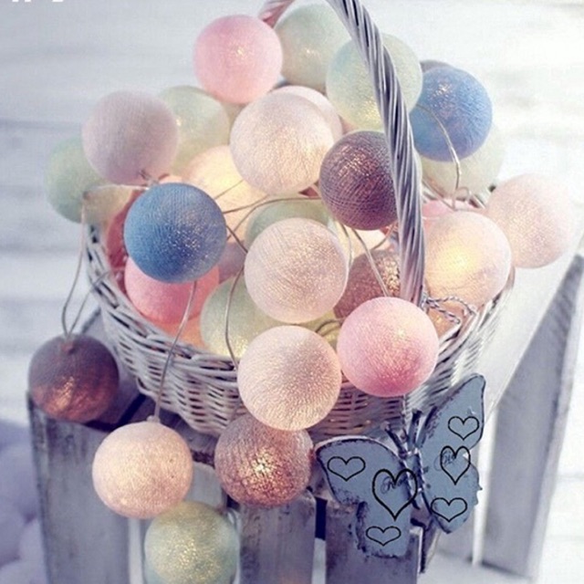 Dây Đèn Bóng Cotton Candy Sắc Màu Trang Trí Lều Chơi Cho Bé