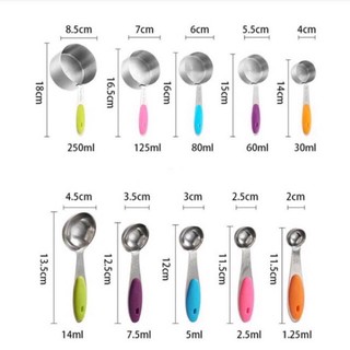 Bộ 10 cup thìa đong inox