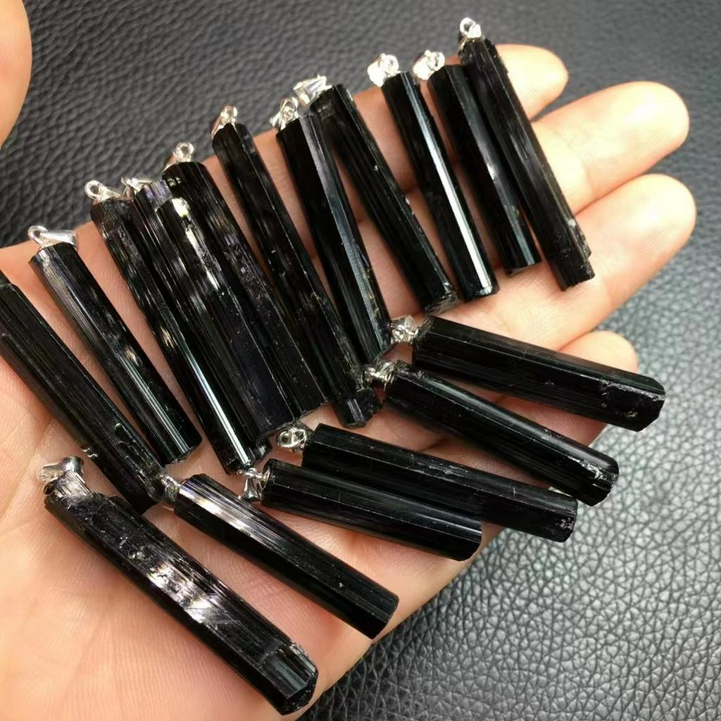 Mặt Dây Chuyền Bằng Bạc s925 Đính Đá Tourmaline Đen Tự Nhiên