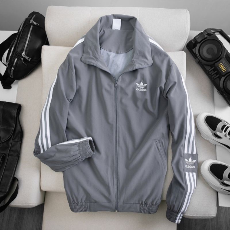 Bộ quần áo gió thu đông adidas nam 2 lớp, ba sọc dệt