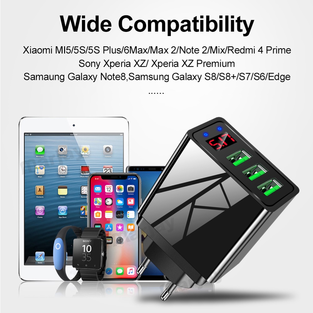 Cốc Sạc Nhanh 3 Cổng Usb 48w Qc3.0 3.1a Tiện Dụng