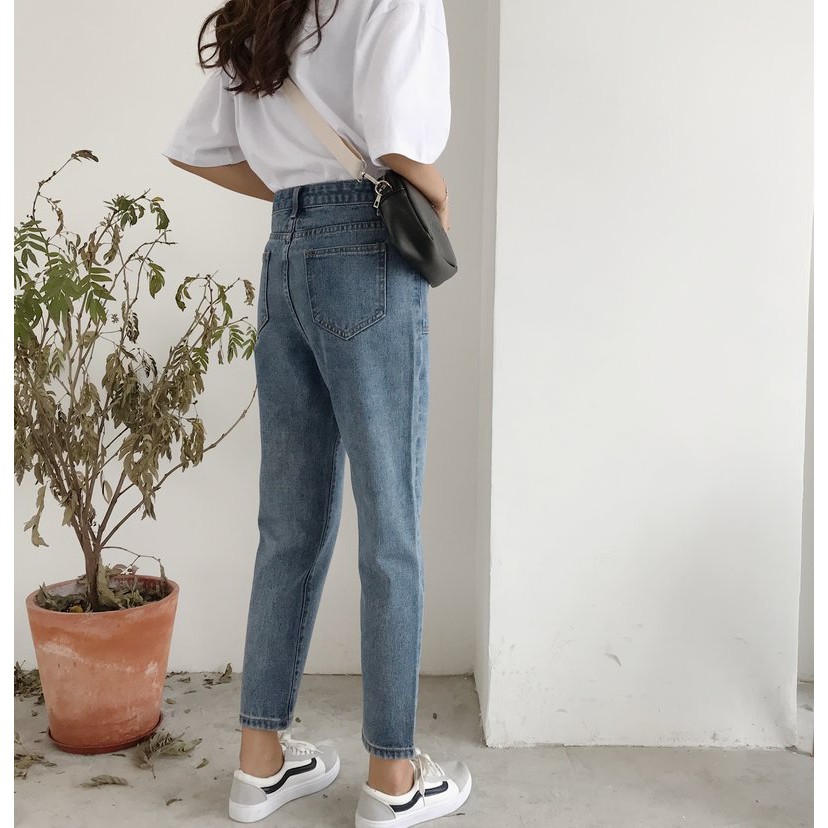 [Bán chạy +Video thật] Quần Jeans nữ baggy lưng cao Ulzzang Quảng Châu QDJ70 (Mom Jeans) | BigBuy360 - bigbuy360.vn