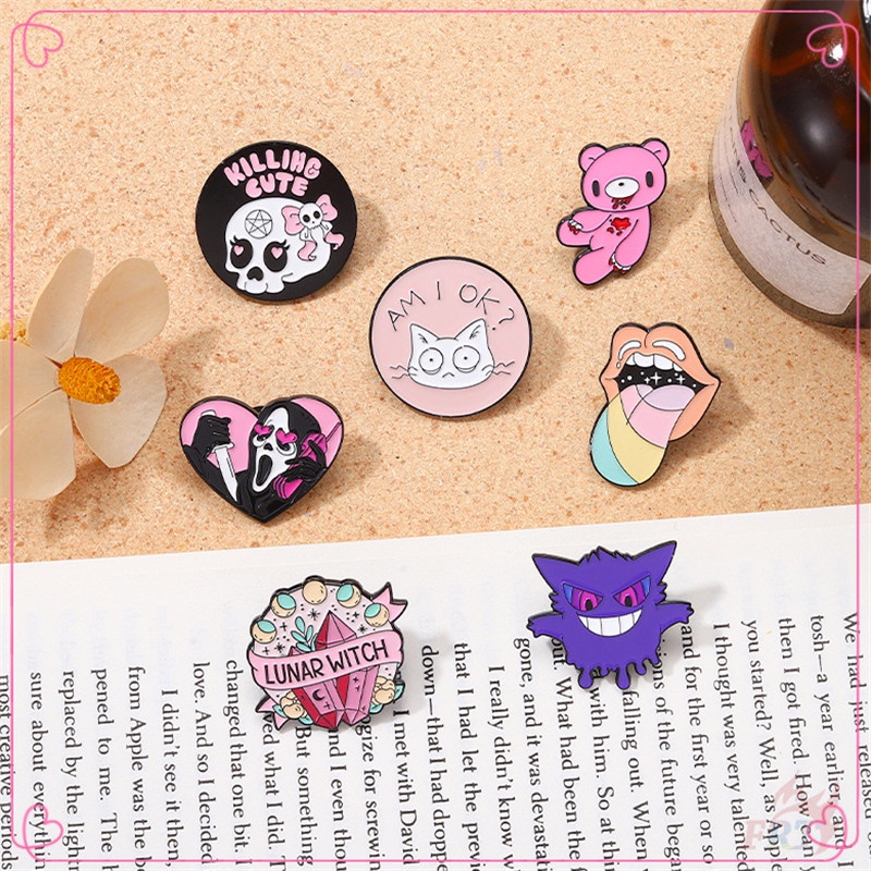 ★ Ghim Cài Áo Hình Phù Thủy / La Hét / Gengar Màu Hồng Dễ Thương ★ 1 Huy Hiệu Gài Áo Hình Đầu Lâu