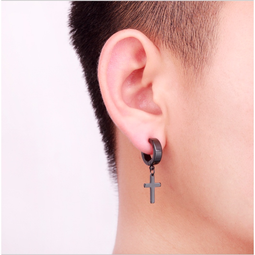 Khuyên tai nam dạng kẹp không cần bấm lỗ hình thánh giá siêu ngầu