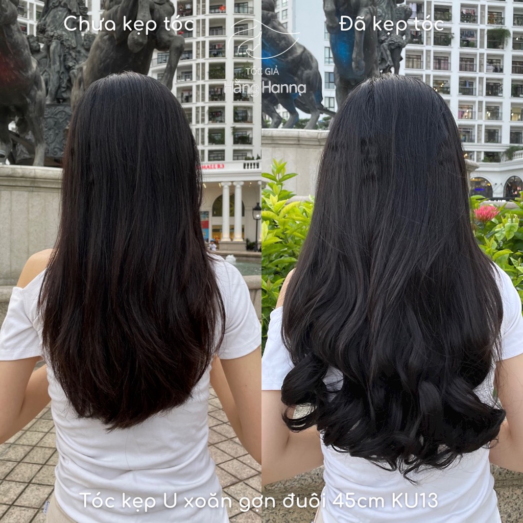 Tóc giả kẹp U xoăn lơi nhẹ 45cm KU13 - Tóc giả cao cấp, tóc giả nữ