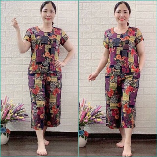 Bộ đồ ngủ trung niên - đồ bộ trung niên lanh ống sớ rộng lửng