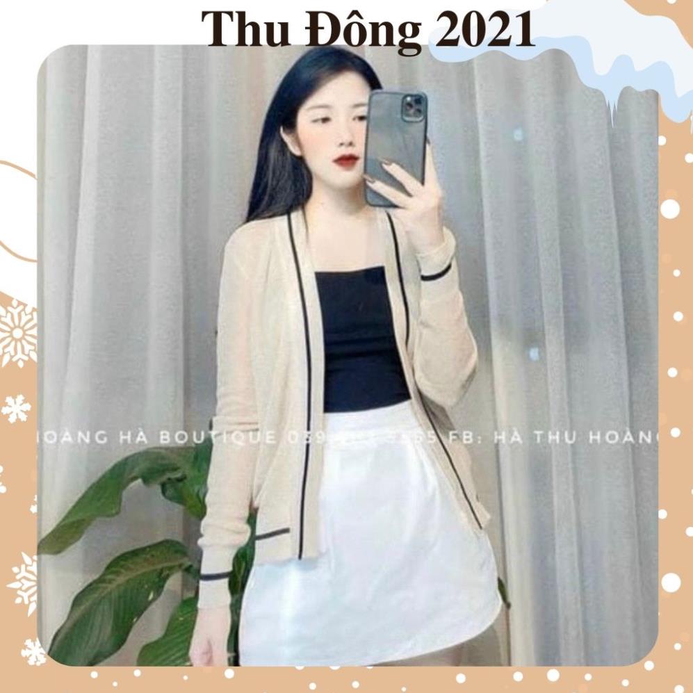 Áo len cadigan. áo len nữ dài tay mỏng phối viền đen khoác đi ngoài đi chơi rất xinh hàng quảng châu cao cấp | BigBuy360 - bigbuy360.vn