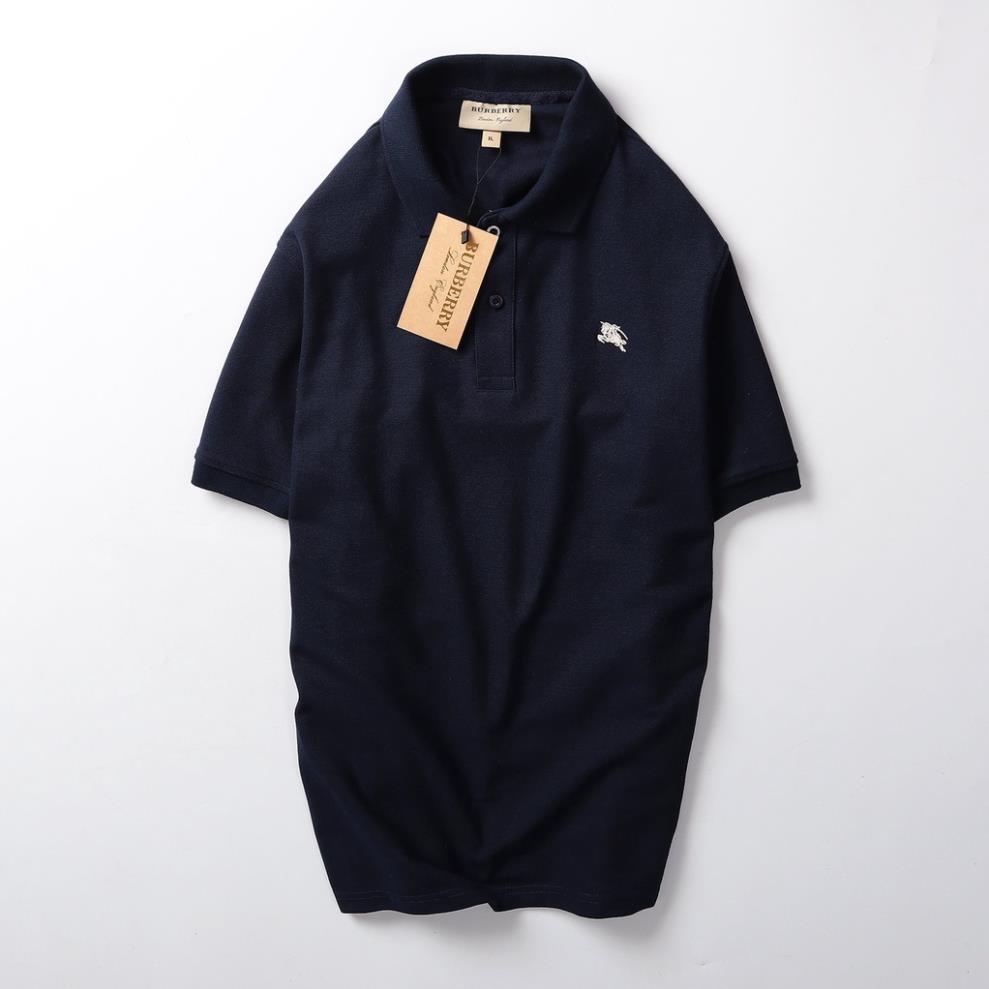 Áo thun nam có cổ xuất khẩu, áo thun polo BURBERRY tay ngắn vải cotton gai co giãn màu xanh than !