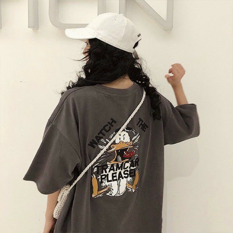 áo thun form rộng unisex tay lỡ hình con vịt