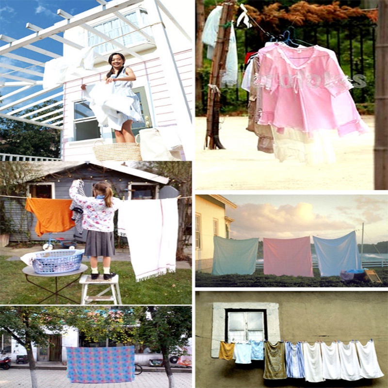Dây phơi quần áo bằng nylon dày chống trượt gió và ăn mòn cho trong và ngoài nhà