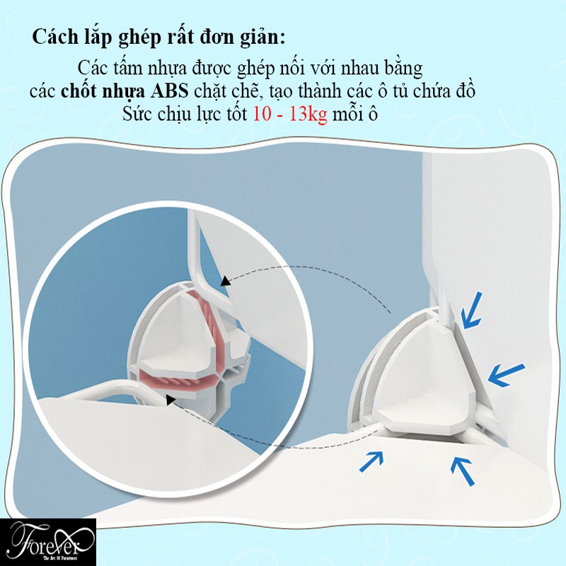 Tủ nhựa cho bé gái 9 ô 111*111*47cm khung xanh trời cửa hình búp bê (chọn hình ngẫu nhiên) - Bảo hành 1 đổi 1