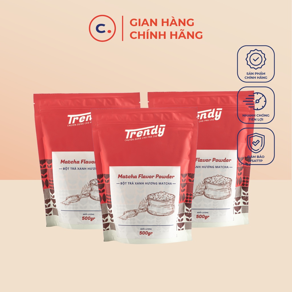 Bột Matcha Đài Loan Trendy 500gr - Nguyên liệu pha chế chất lượng - Cam kết 100% chính hãng