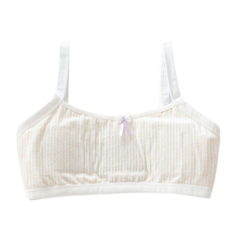 Haha Áo Ngực Cotton Nhẹ Kẻ Sọc Ngang Có Đệm Lót Phối Ren Thắt Nơ Ngọt Ngào Trang Trí Cho Bé Gái Tuổi Dậy Thì C
