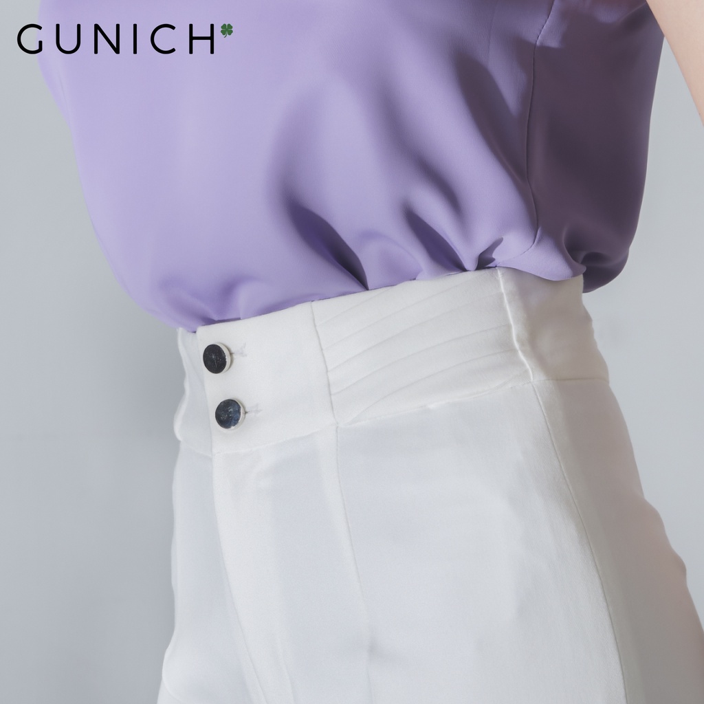 Quần Baggy ống đứng nữ dập ly, 2 khuy, vải cotton vân cao cấp GUNICH