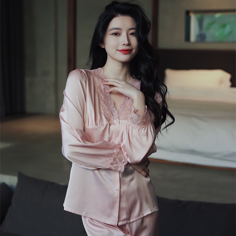 Bộ Đồ Ngủ Tay Dài Chất Lụa Lạnh Phong Cách Thời Trang Mới