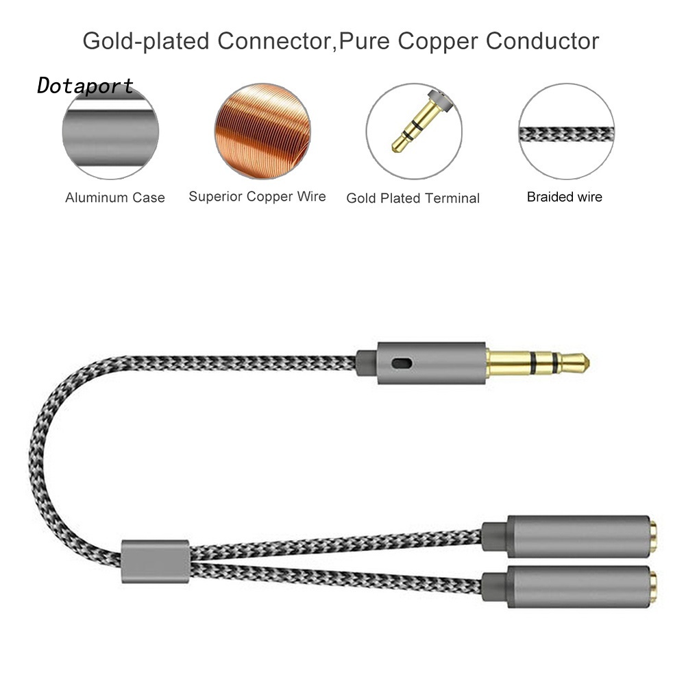 Dây Cáp Chuyển Đổi Từ 1 Đầu Cắm 3.5mm Sang 2 Cổng Cắm Cho Tai Nghe / Micro