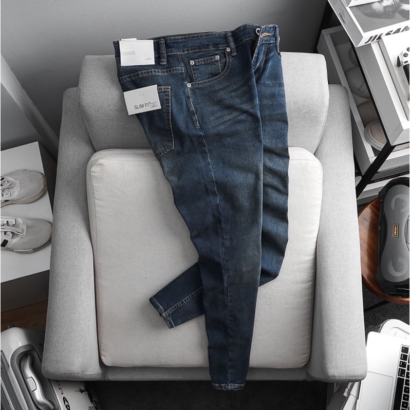 Quần jean denim nam ôm dáng xuất khẩu hàng đẹp co giãn