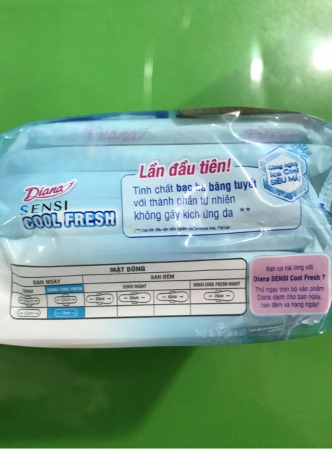 Băng vệ sinh Diana Cool Fresh siêu mỏng không cánh 8 miếng