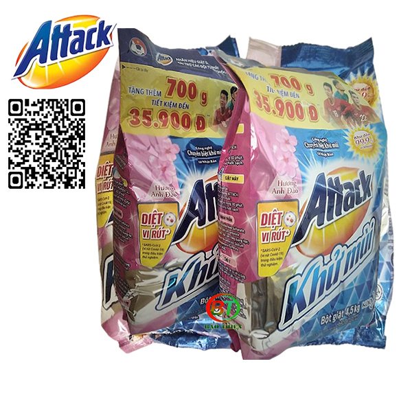 Bột giặt khử mùi diệt khuẩn Attack Nhật Bản gói 4.5kg