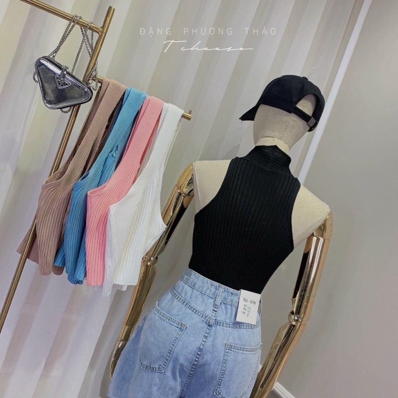 Áo croptop cổ yếm giọt nước đủ màu cực hot