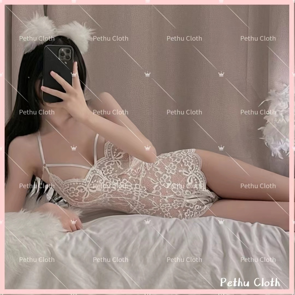 （Q1,HCM) Váy ngủ sexyBodysuit 2 dây hở lưng dễ thương phối voan 40-58kg--016
