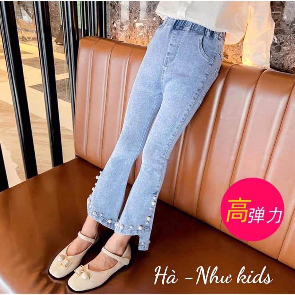 Quần jeans dài ống loe cực sang chảnh cho bé gái 16-30kg