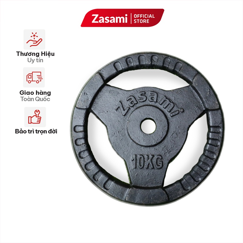 Đĩa Tạ Gang Chính Hãng ZASAMI Loại 10kg Lỗ Tạ Phi 27