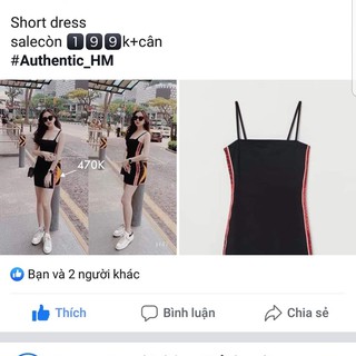 váy hm authsale 2 dây sọc đỏ dọc sườn