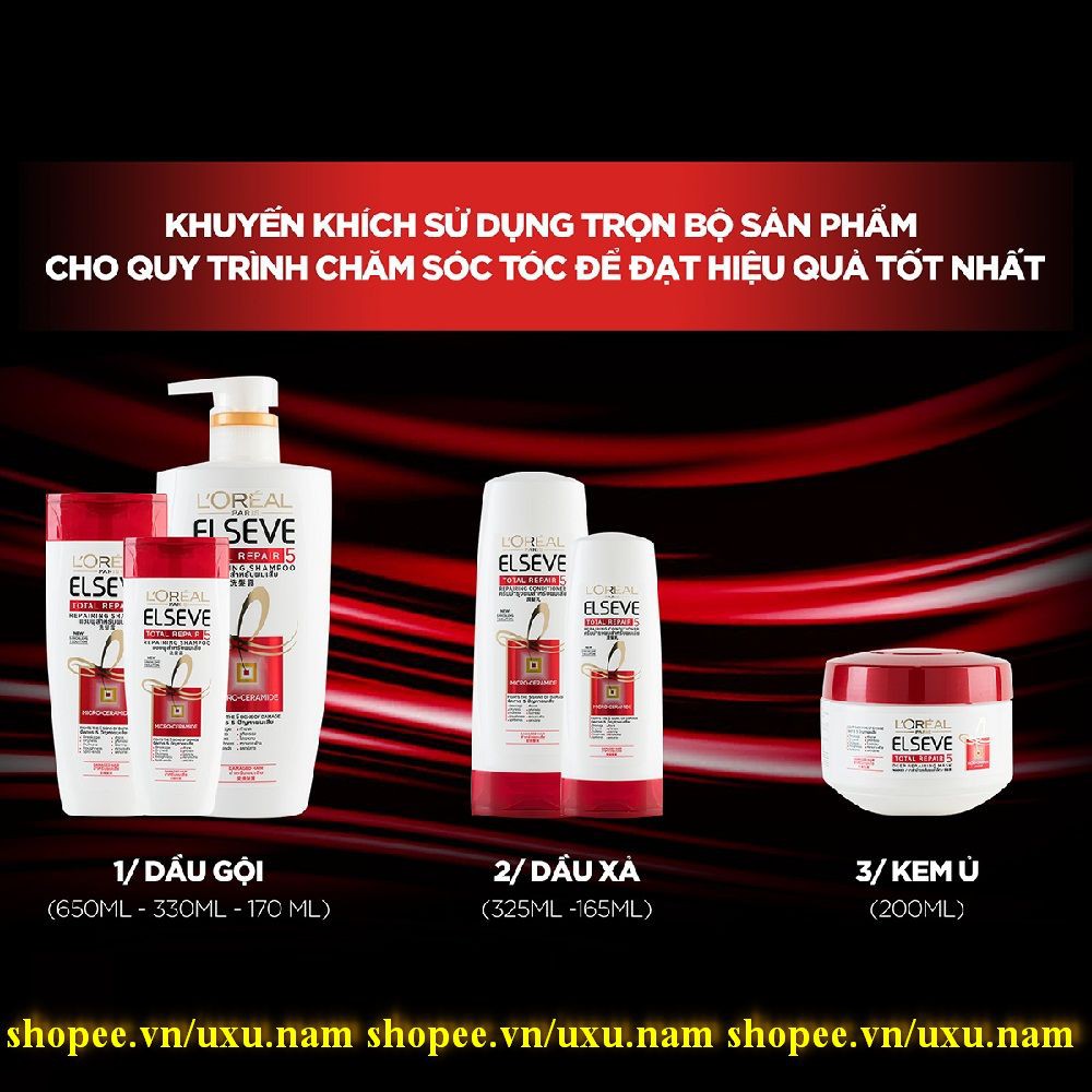 Dầu Gội Đầu Loreal Paris 330Ml Phục Hồi Tóc Elseve Total Repair 5 Conditioner Chính Hãng.