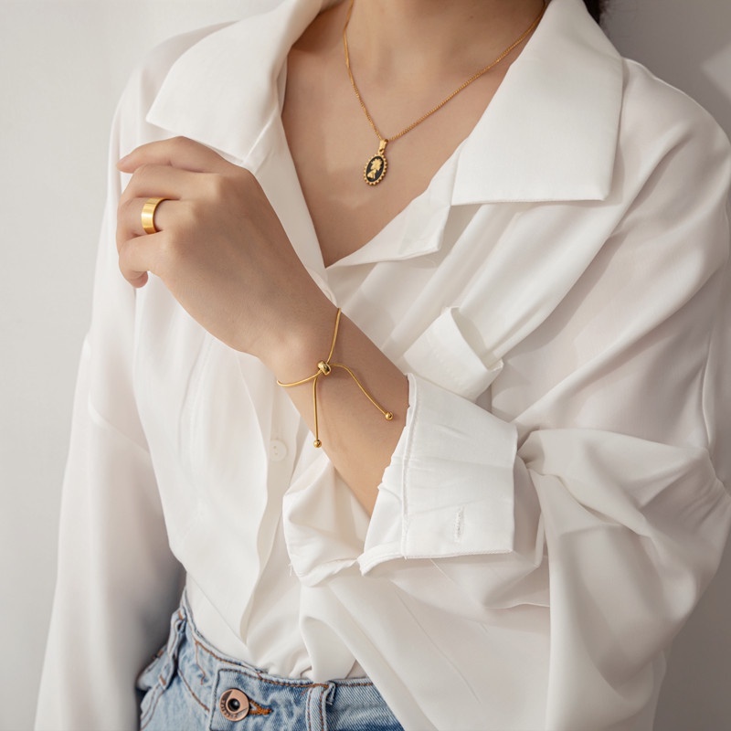Vòng Tay titan không gỉ kiểu dáng basic, thiết kế dây rút độc đáo Her Accessories TT4