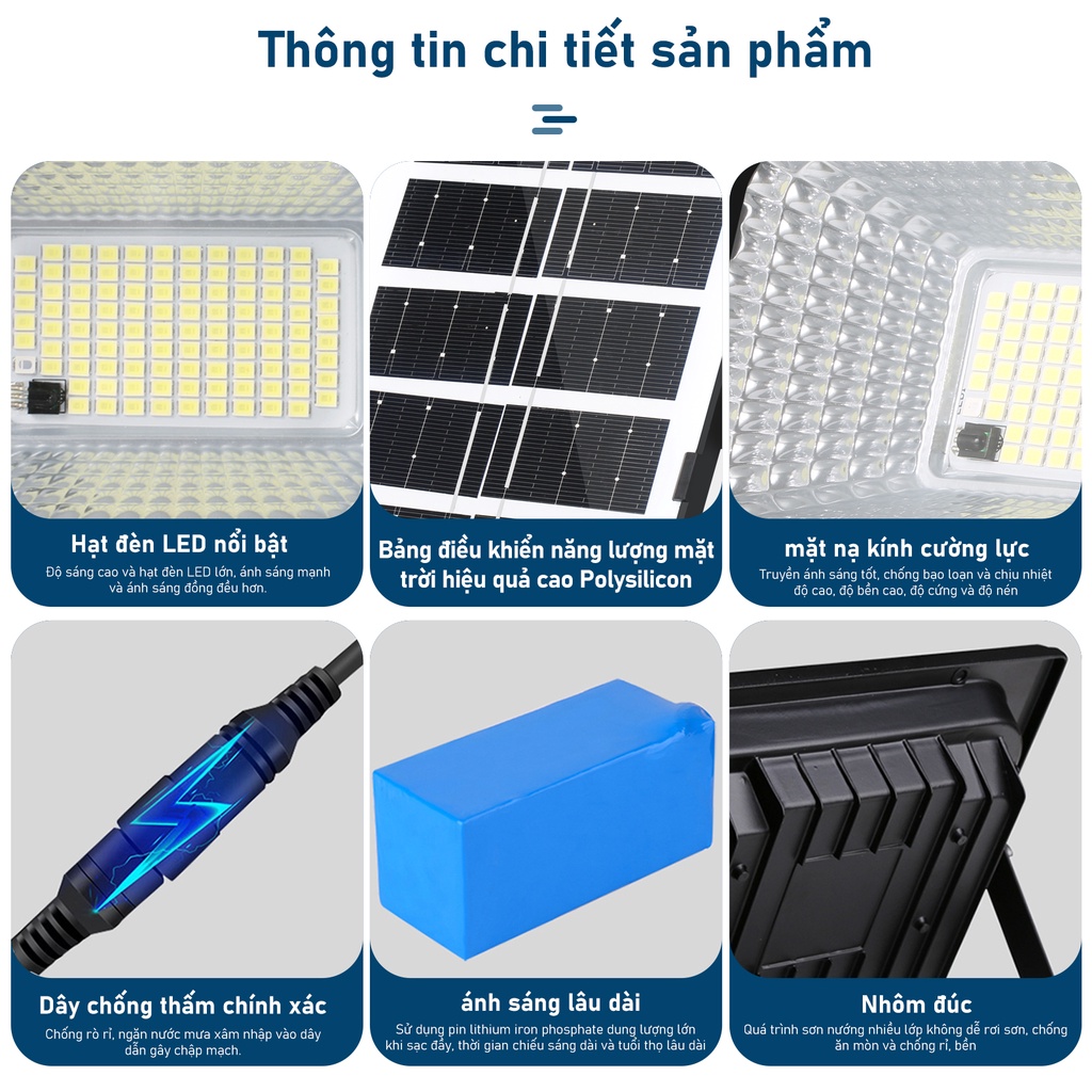 Đèn năng lượng mặt trời 60W 100W, tiết kiệm điện  năng,chức năng chống thấm nước, siêu sáng đèn led năng lượng