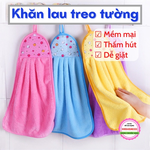 Khăn lau nhà bếp SALE Khăn lau tay đa năng có móc treo hai mặt loại lớn thấm hút tốt siêu mềm mại (giao ngẫu nhiên)