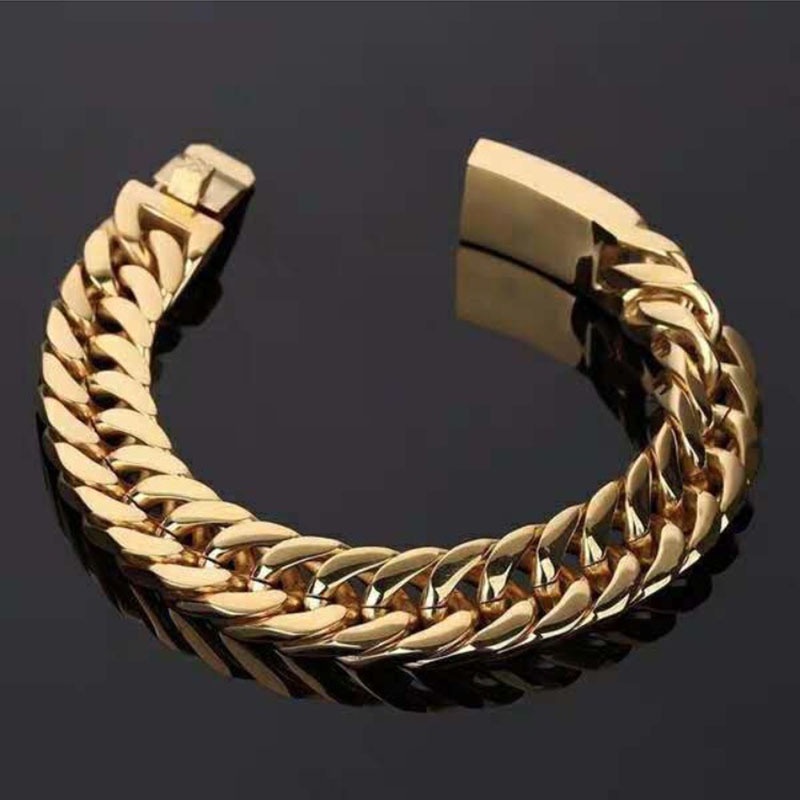 Vòng đeo tay mạ vàng 18k kiểu dây mắt xích trẻ trung thời trang dành cho nam